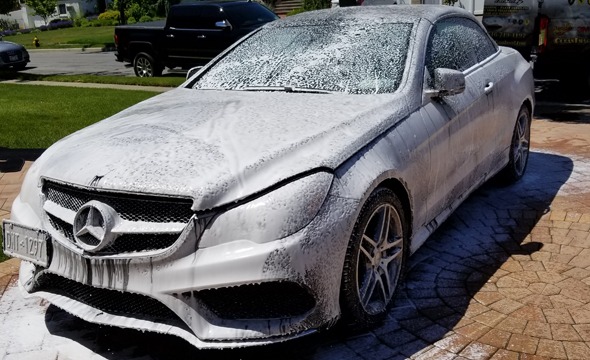 Black Mercedes C Class Convertible foam bath.