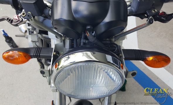 Motorcycle front chrome headlight perfectly cleaned!