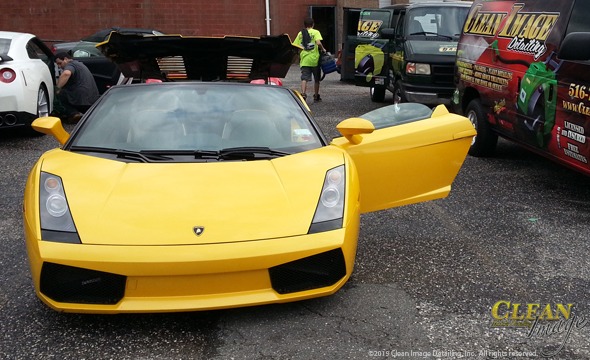 Mobile Detailing: Yellow Lamborghini top down.