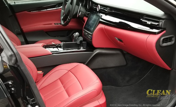 Black and red Maserati interior.
