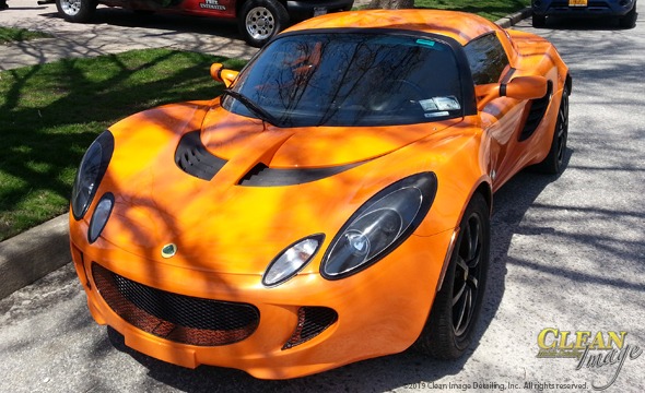 Mobile Detailing: Bright orange Lotus after full detailing.