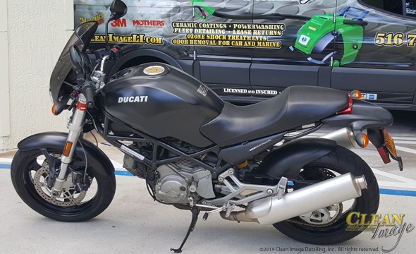 Flat black Ducati freshly cleaned!