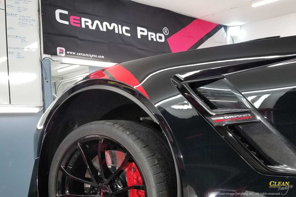 Black Grand Sport Corvette Z06 with black rims fully detailed.